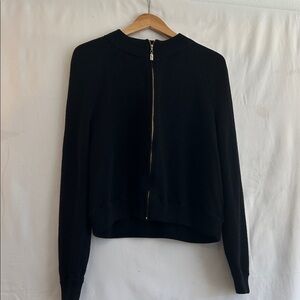 St. John Sport Black Knit Zip-Front Sweater